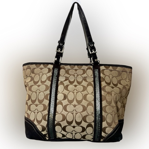Coach Brown #8K52  Black Signature Tote - Picture 4 of 8